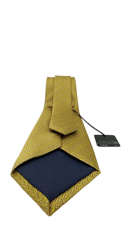 Kyoto Nishijin-ori tie(Hishimon-sama) -Yellow gold-